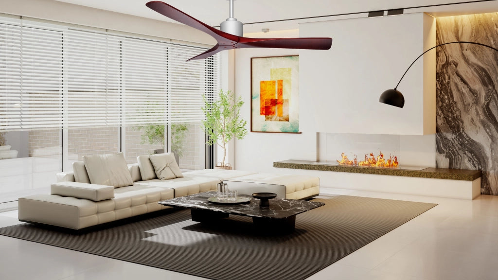 Vam Ventilatore da soffitto a risparmio energetico ZEN cromato pale di legno massiccio rovere 137 cm telecomando 6 velocitÃ