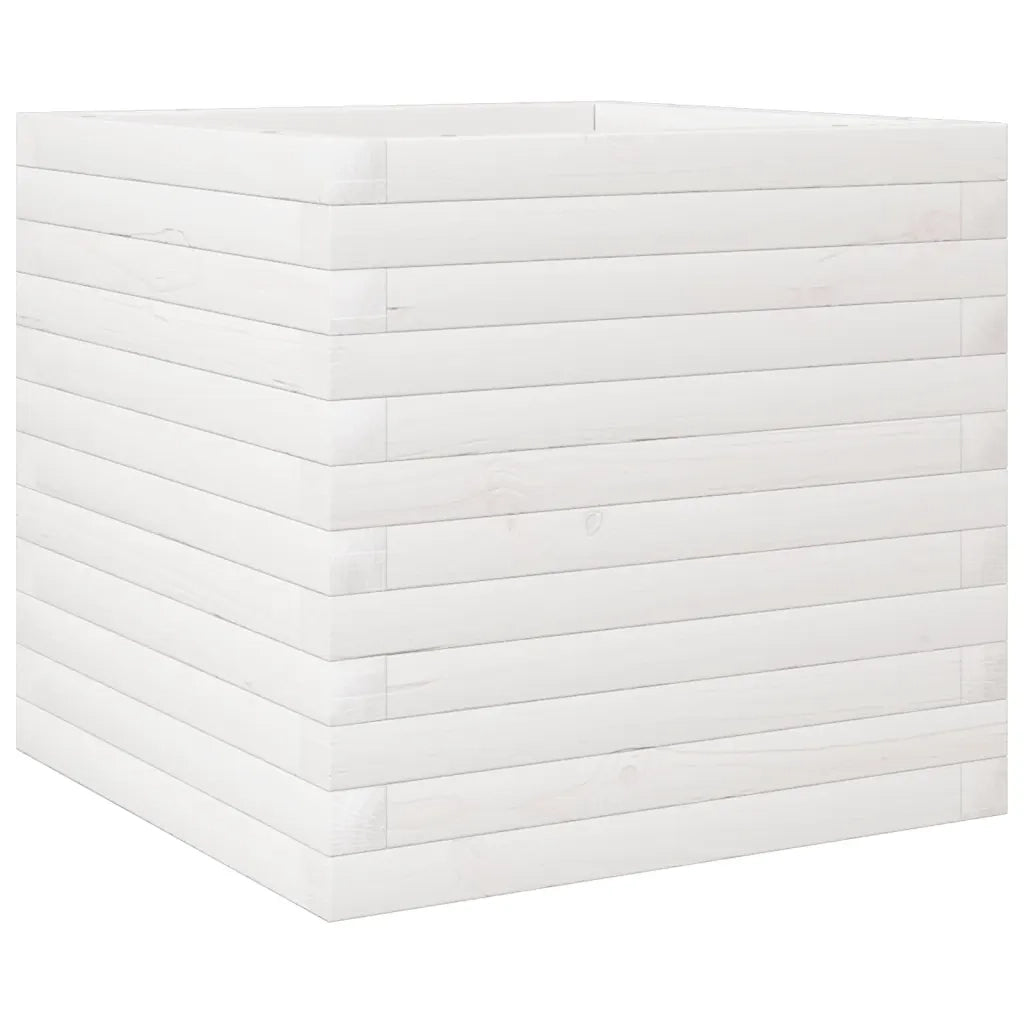 Fioriera da Giardino-Vaso da Esterno Bianca 50x50x45,5cm Legno Massello di Pino