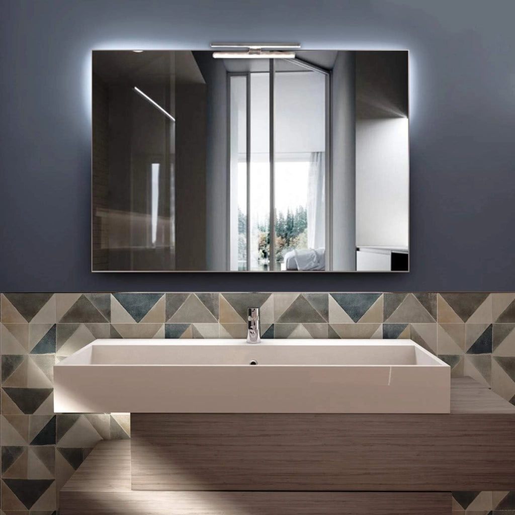 Specchio con luce SOLE 120x70 cm - Specchio da parete con luci LED - Specchio bagno con kit di fissaggio - Specchio da parete moderno - Luce specchio bagno