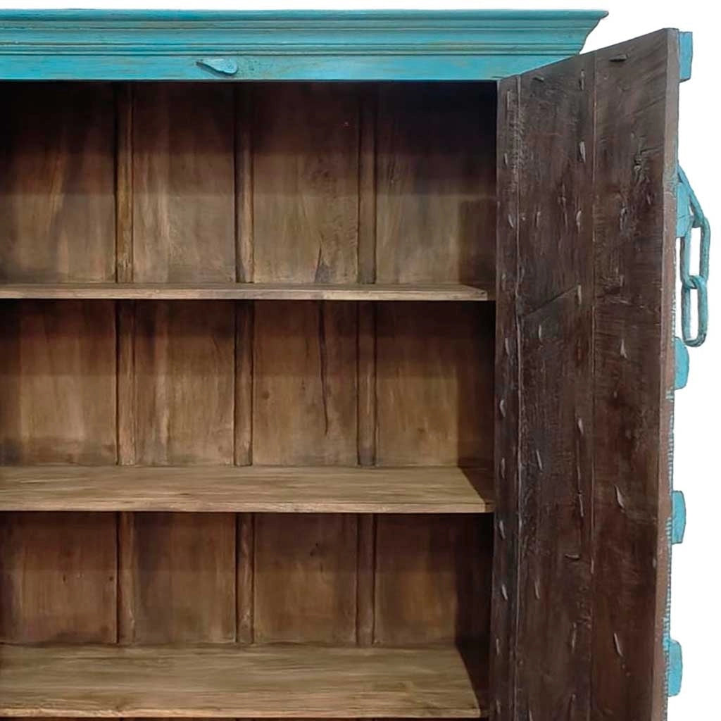 Armadio legno artigianale blu 120x46x170h cm