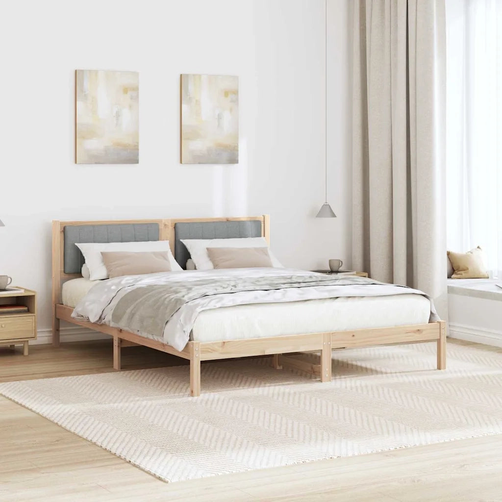 Letto con Testiera Rivestita Grigio chiaro 150 x 200 cm