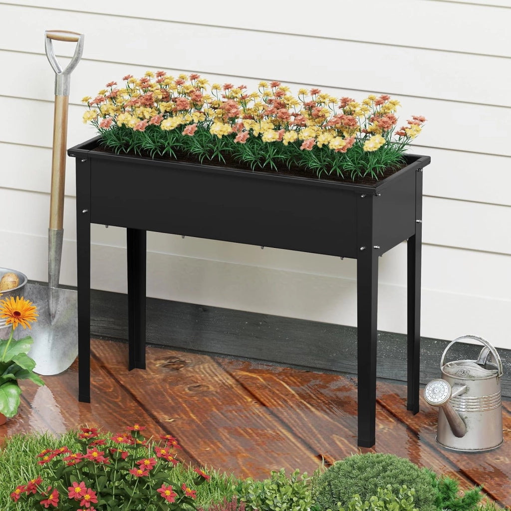 Letto da Giardino Rialzato, Fioriera Elevata con Gambe, Fori di Drenaggio, Aiuola Rialzata per Verdure, Frutta, Fiori e Erbe, Ideale per Balcone, Cortile e Patio, 100 x 40 x 80 cm