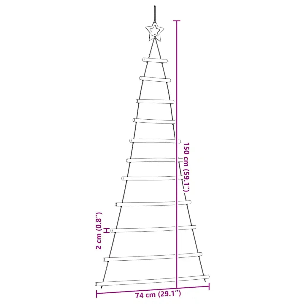 vidaXL Albero di Natale da Parete con Stella 74x150 cm Ramo Naturale