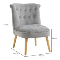 Sedia Imbottita 60x66x79 cm  in Tessuto Vellutato Grigia