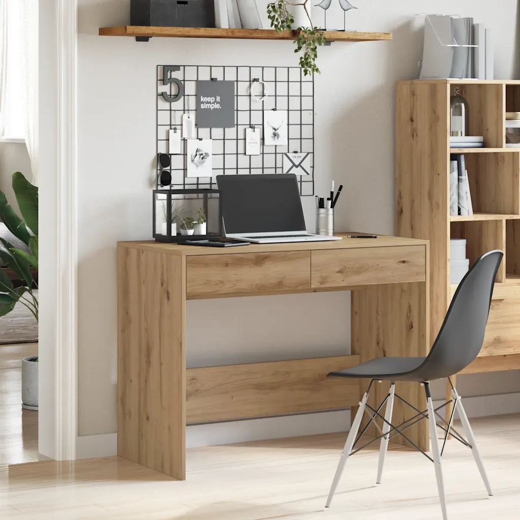 Scrivania Rovere Artigianale 101x50x76,5cm in Legno Multistrato 856765