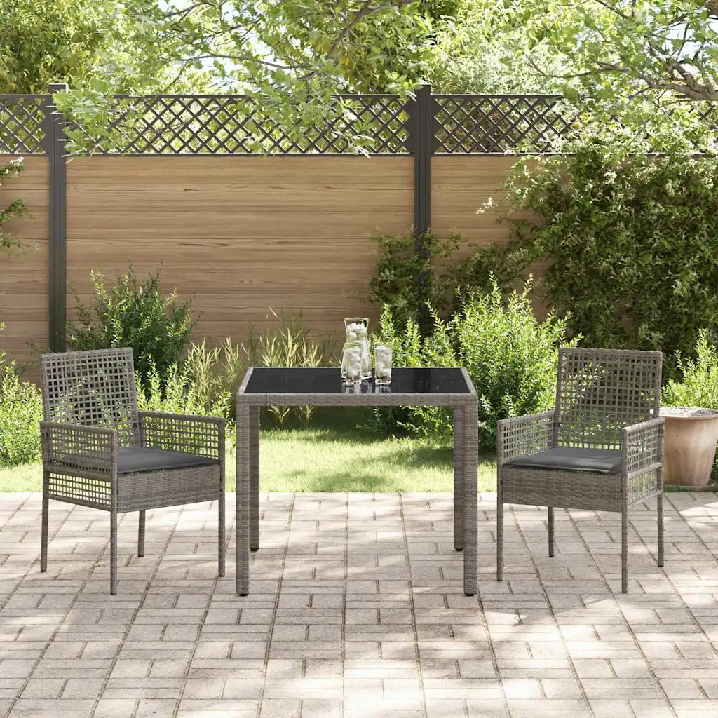 Set da Pranzo per Giardino 3 pz | Set Salotto da Giardino Grigio polyrattan