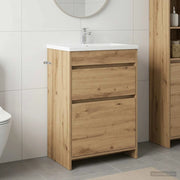 Mobiletto da Bagno Sotto Lavabo Rovere Artigianale 890735