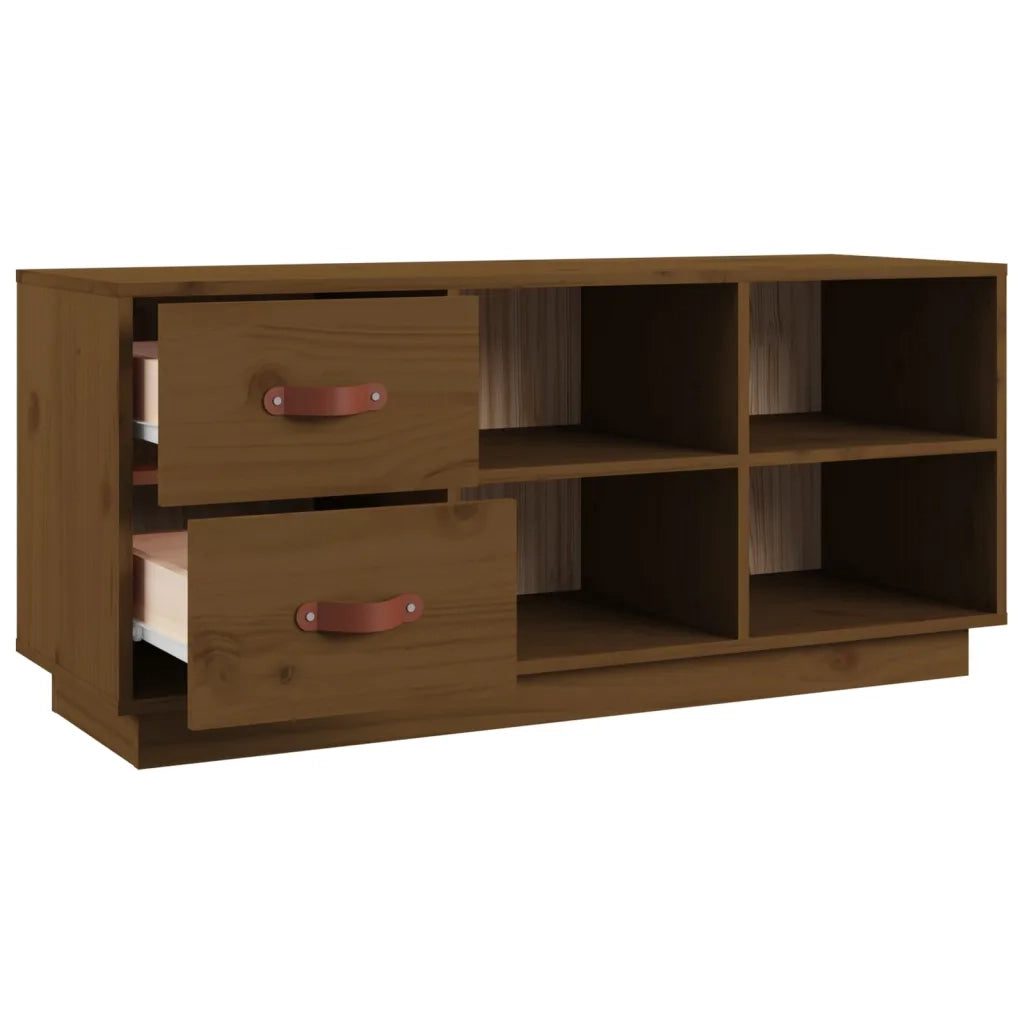 Scarpiera Ambrata 100x34x45 cm in Legno Massello di Pino 820180