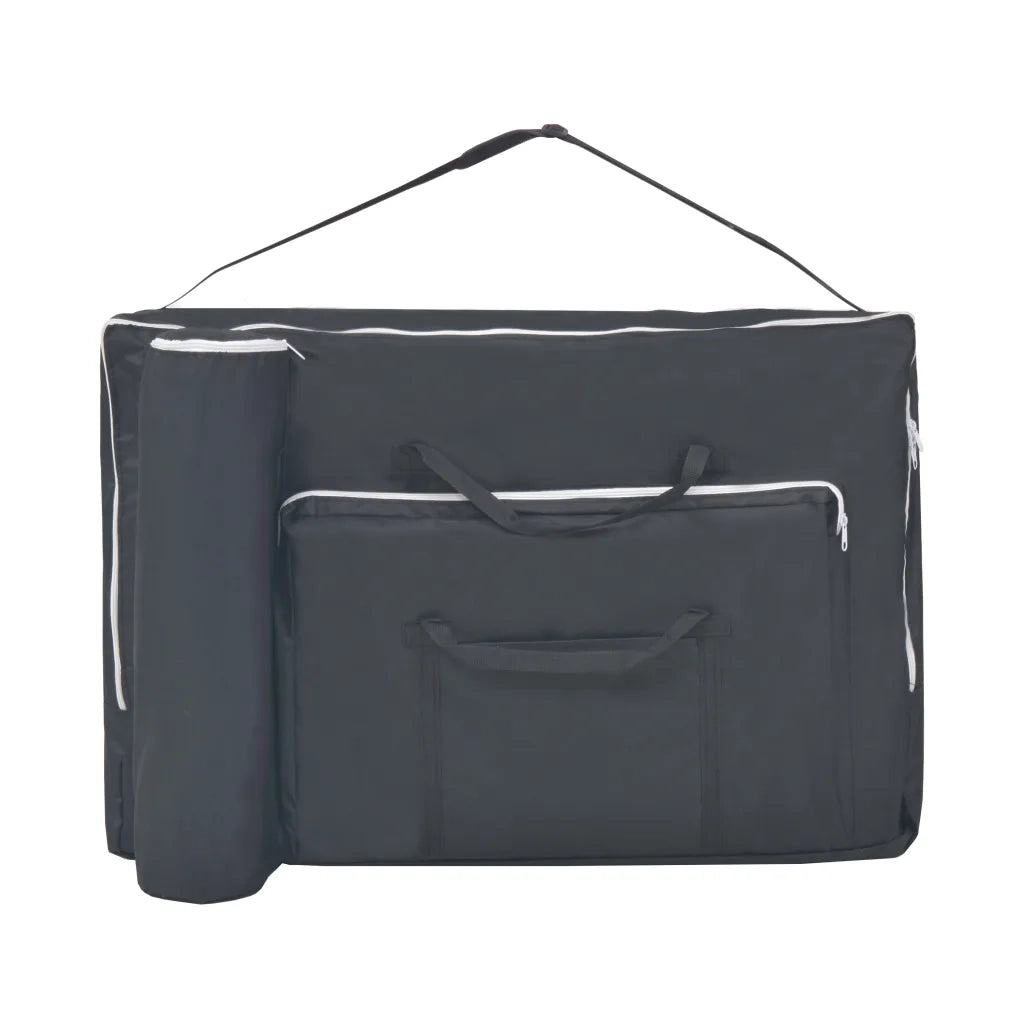 Set Lettino Massaggio Pieghevole 3 Zone 10 cm e Sgabello Nero CFW4624050