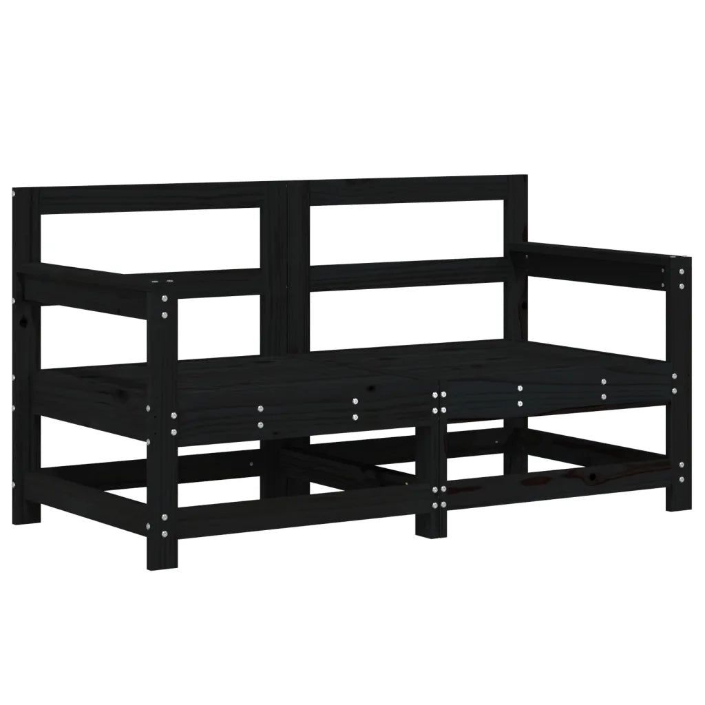 Divani Angolari da Giardino 2 pz Neri in Legno Massello di Pino 825510
