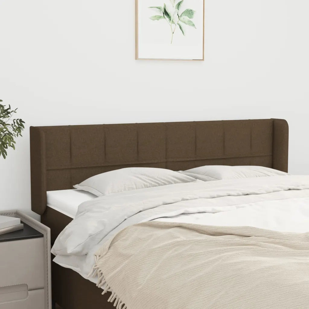 Testiera ad Orecchio Marrone Scuro 147x16x78/88 cm in Tessuto 3118769