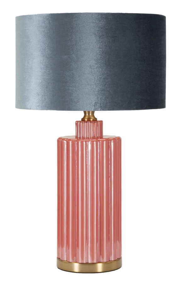 Lampada da Tavolo Helene Tower Ø40x70 cm in Vetro e Ferro e Tessuto Rosso e Blu
