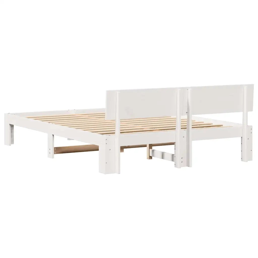 Struttura del letto Bianco 150 x 200 cm Pino massello 872648