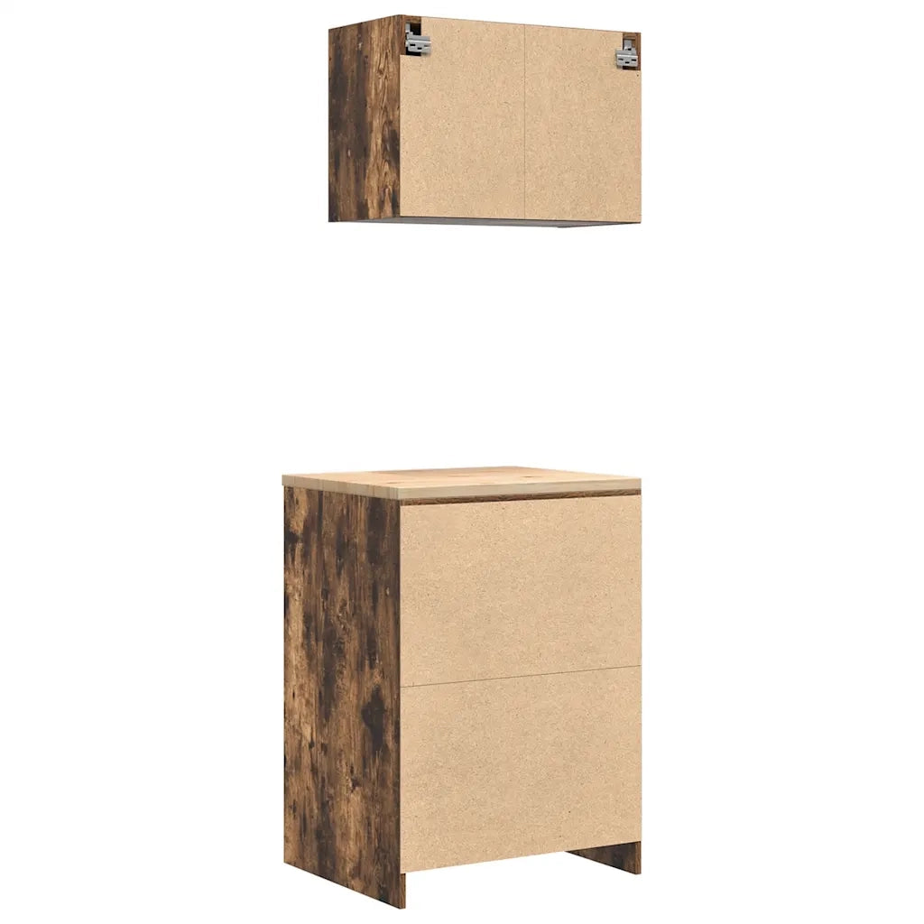 Armadi da Garage 2 pz Rovere Fumo in Legno Multistrato 3328309