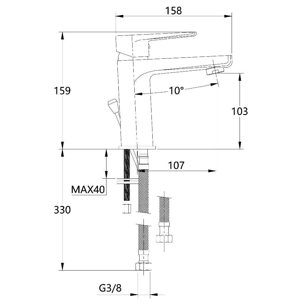 Coppia di miscelatore rubinetto bidet e miscelatore lavabo linea asia cromata
