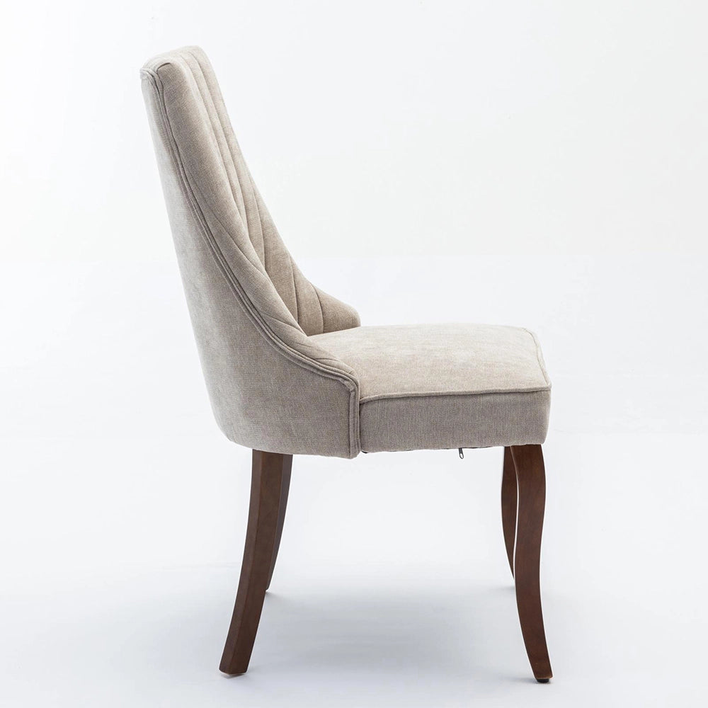 Set 2 sedie Channel - Xylo - tessuto floqué beige gambe legno curvate