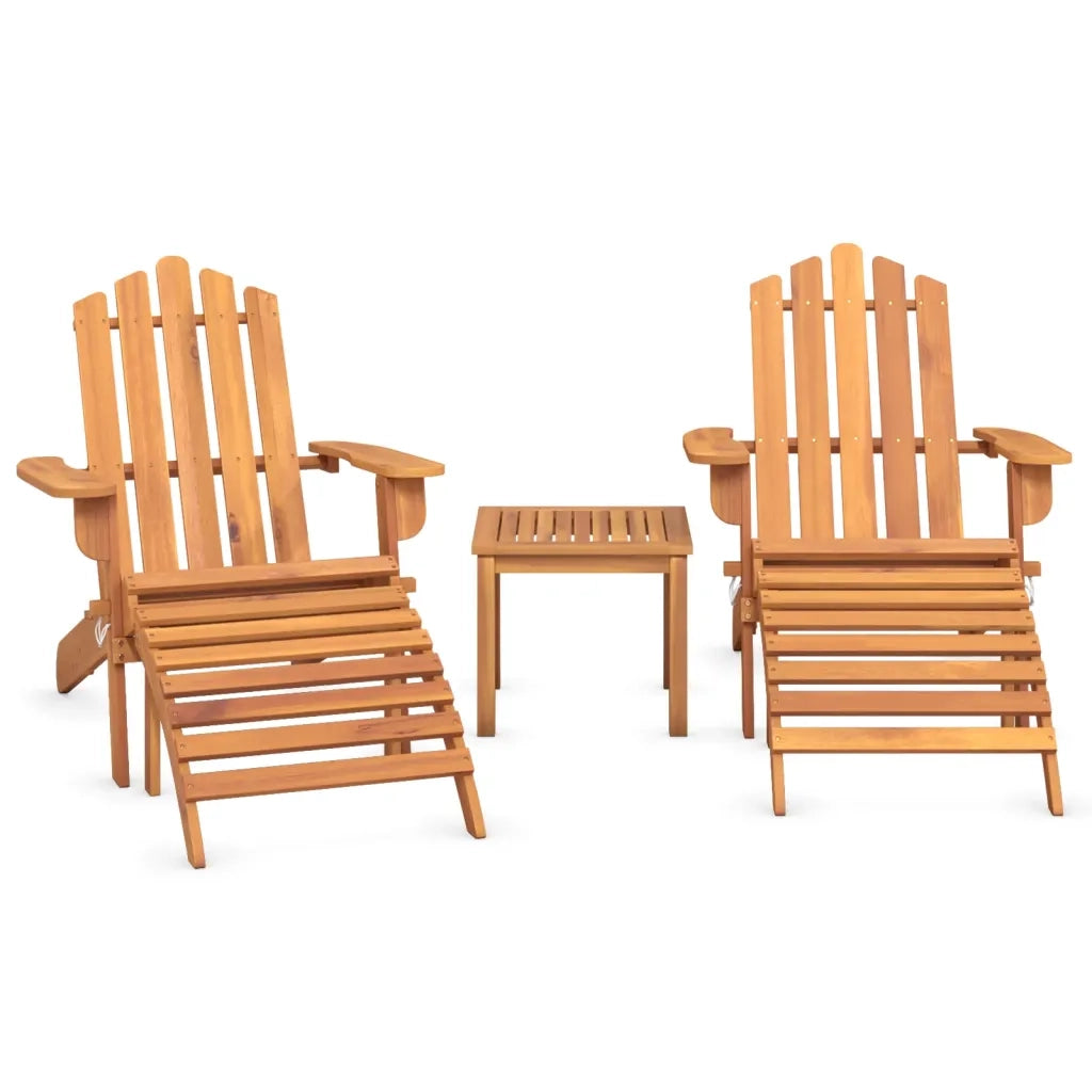 Set Salotto da Giardino Adirondack 3pz Legno Massello di Acacia