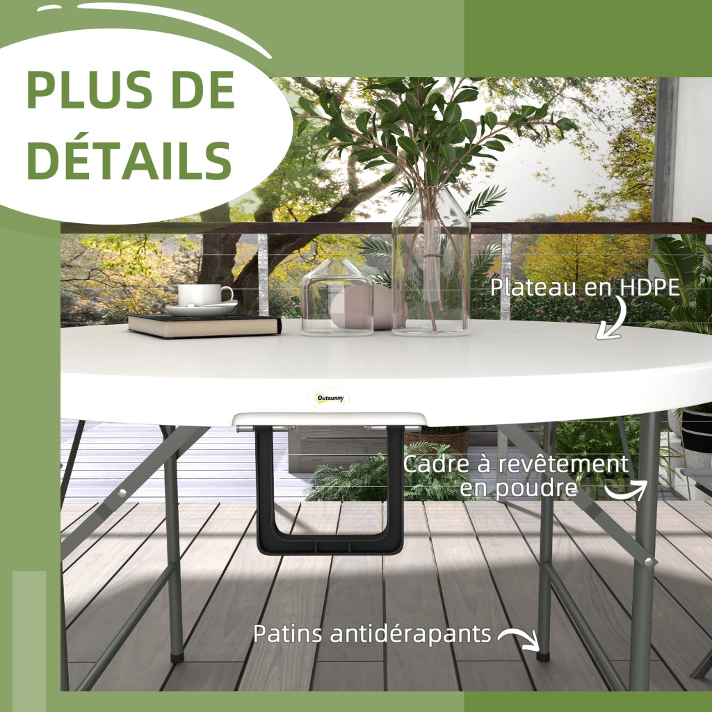 Tavolo da giardino pieghevole rotondo ¨C zephmum ¨C 122 cm, metallo, HDPE, 6 persone