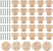 Viti di chiusura in legno 25 pezzi - rondi 3,5 cm - maniglioni animali - mobili da cucina, cassetti - cucina, ufficio, bagno.
