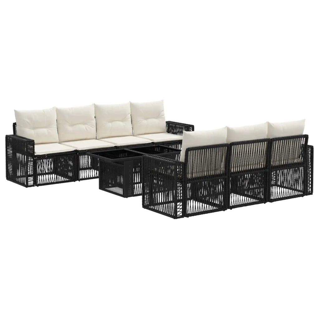 Set Divano da Giardino 8 pz Nero e Bianco Crema polyrattan 3436753