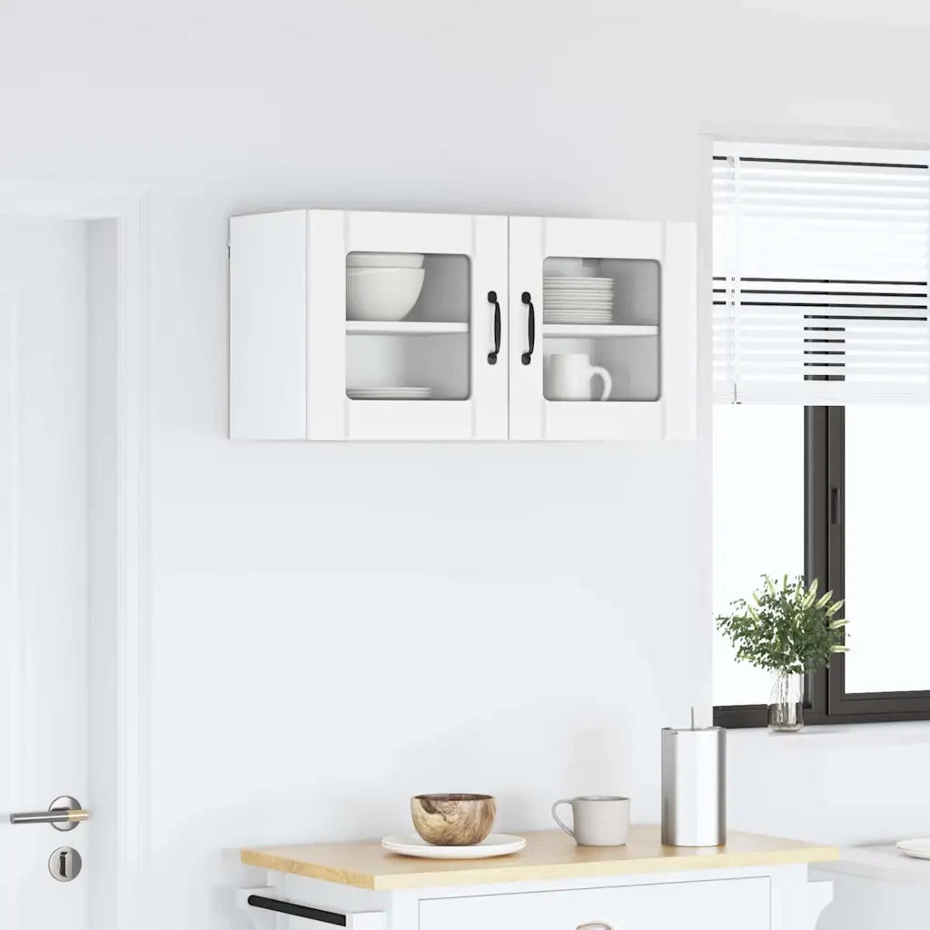 Pensile da cucina | Mobile in vetro da parete LUCCA 2 pz Bianco 40 x 31 x 40 cm