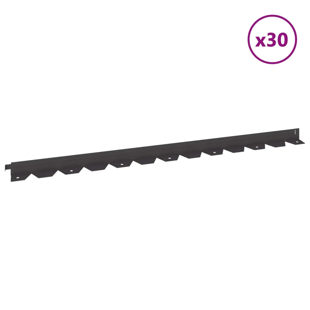 Bordura per Prato 30 pcs 102 x 4 x 4 cm Acciaio Nero 8008716