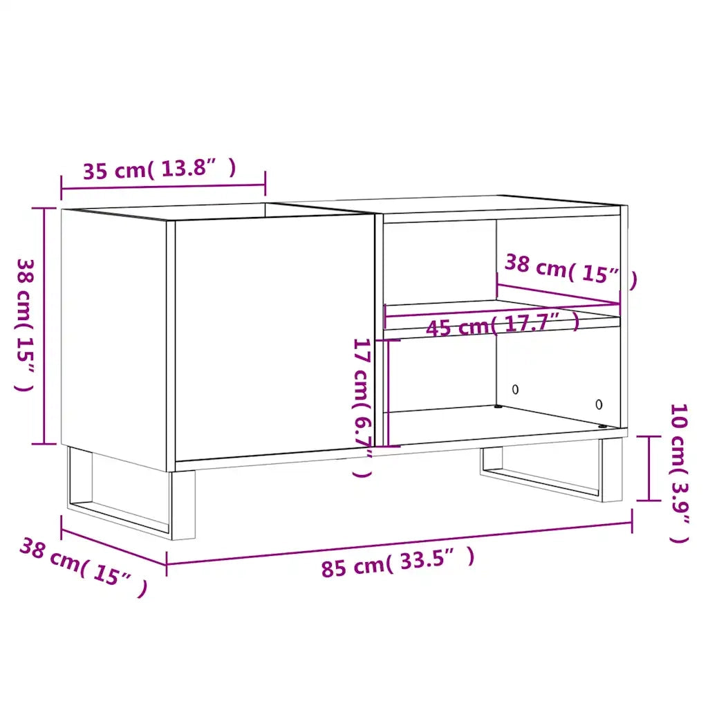 Mobile Porta Dischi Bianco Lucido 85x38x48 cm Legno Multistrato 831710