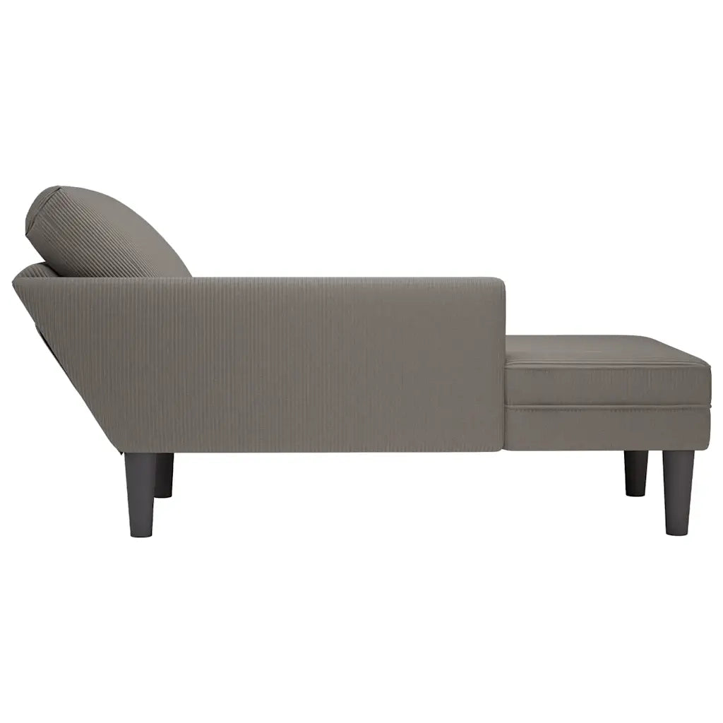 Sdraio con Cuscino Destro in Velluto a Coste Grigio Chiaro CFW2674701
