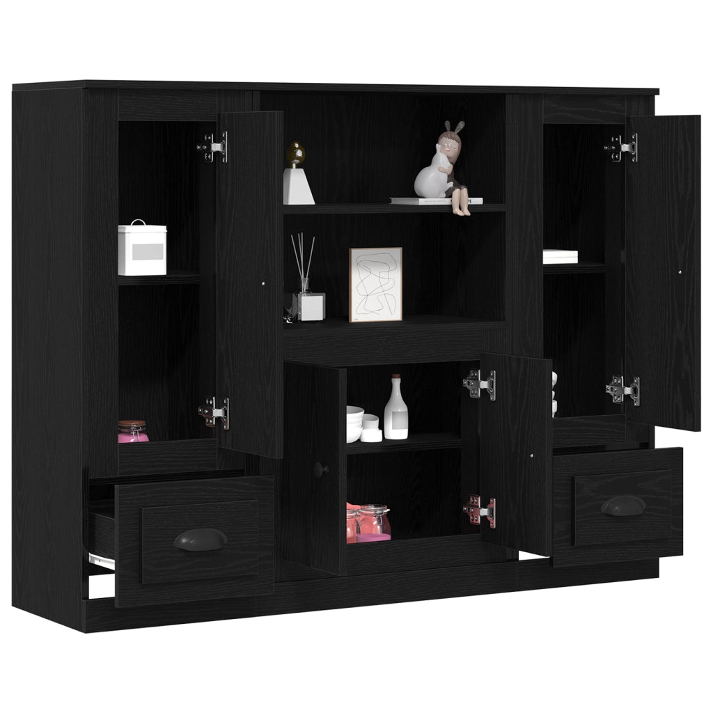 Highboard Nero Rovere 132x35,5x103,5 cm Legno Ingegnerizzato