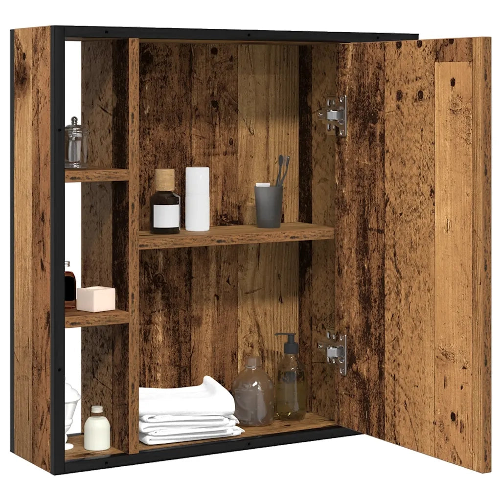 Mobile da Bagno con Specchio Legno Antico 60x16x60cm Truciolato 862226