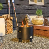 Braciere da Giardino, Stufa Senza Fumo in Metallo e Acciaio Inossidabile, Resistente alle Intemperie, 45 x 45 x 42 cm, Nero e Bronzo