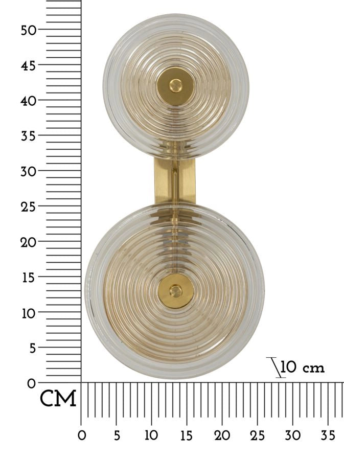 Lampada da Muro Venice 25x10x52 cm in Vetro e Ferro Oro e Naturale e Marrone