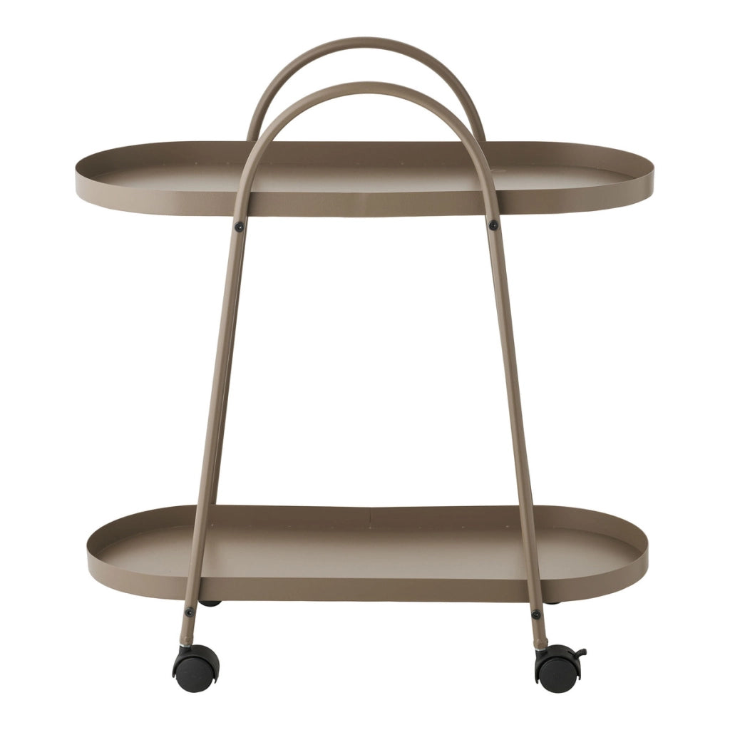 Carrello bar Empoli in acciaio marrone sabbia con 2 ripiani 27,5x60x64 cm