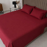 Sarisa, set Completo Letto Matrimoniale in Policotone, Rosso