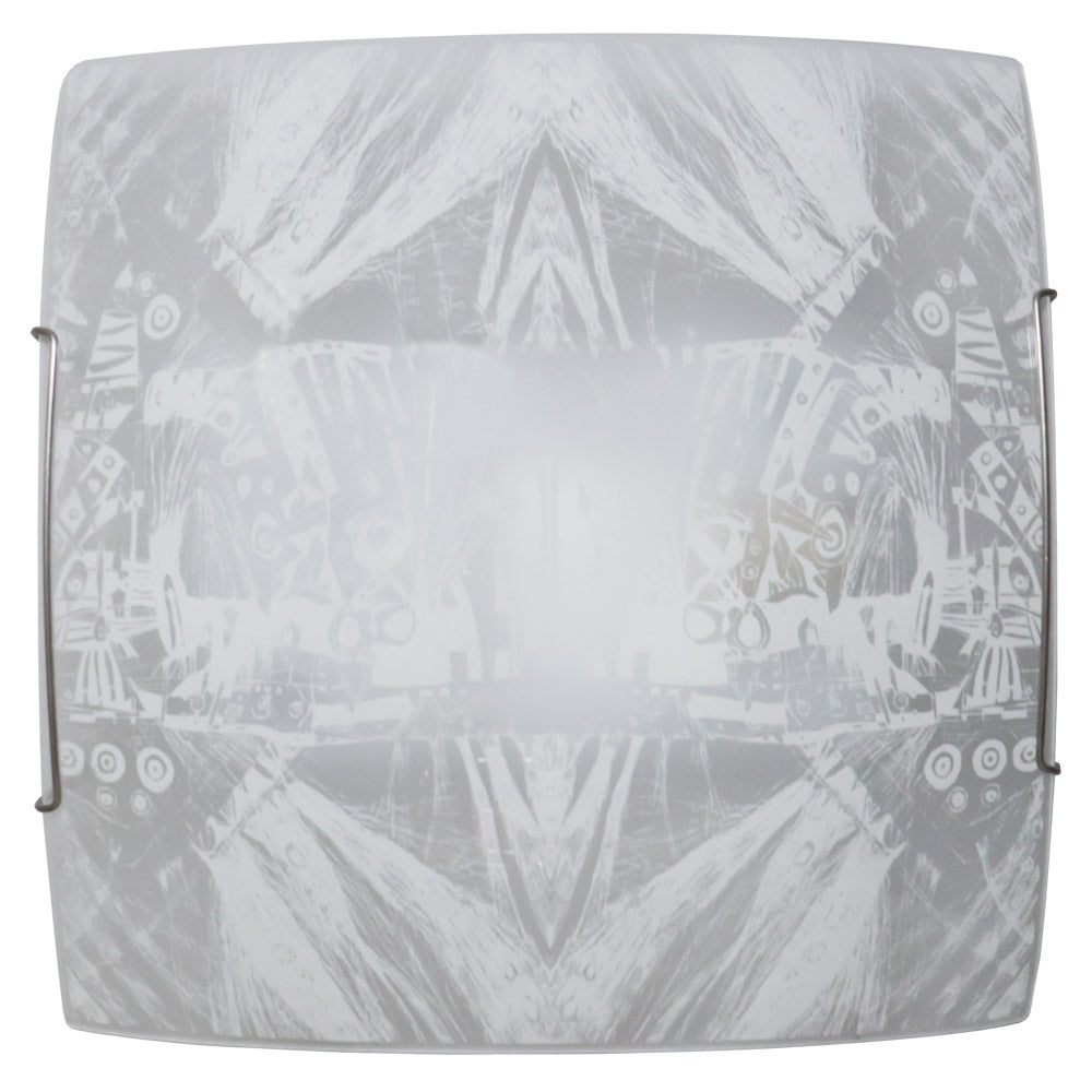 Plafoniera 1xE27 Ganci Cromo Vetro Lastra Decorato Astratto E-Energy Roberta