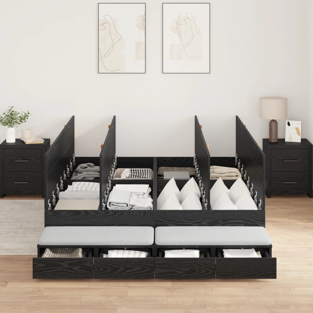 Struttura letto in rovere nero 140x200 cm