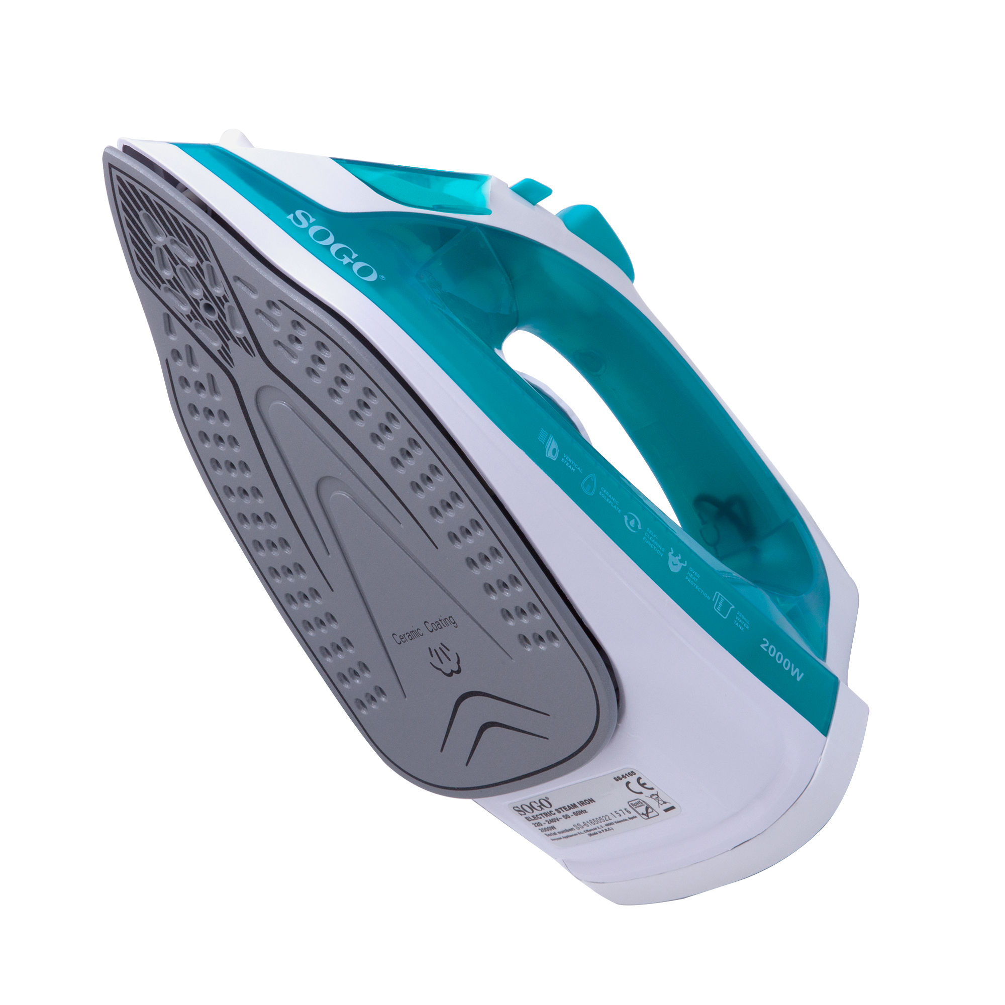 SOGO Ferro da Stiro a Vapore 140ml – Controllo Temperatura, Getto di Vapore 15-18g/min, Protezione Surriscaldamento, Funzione Spray