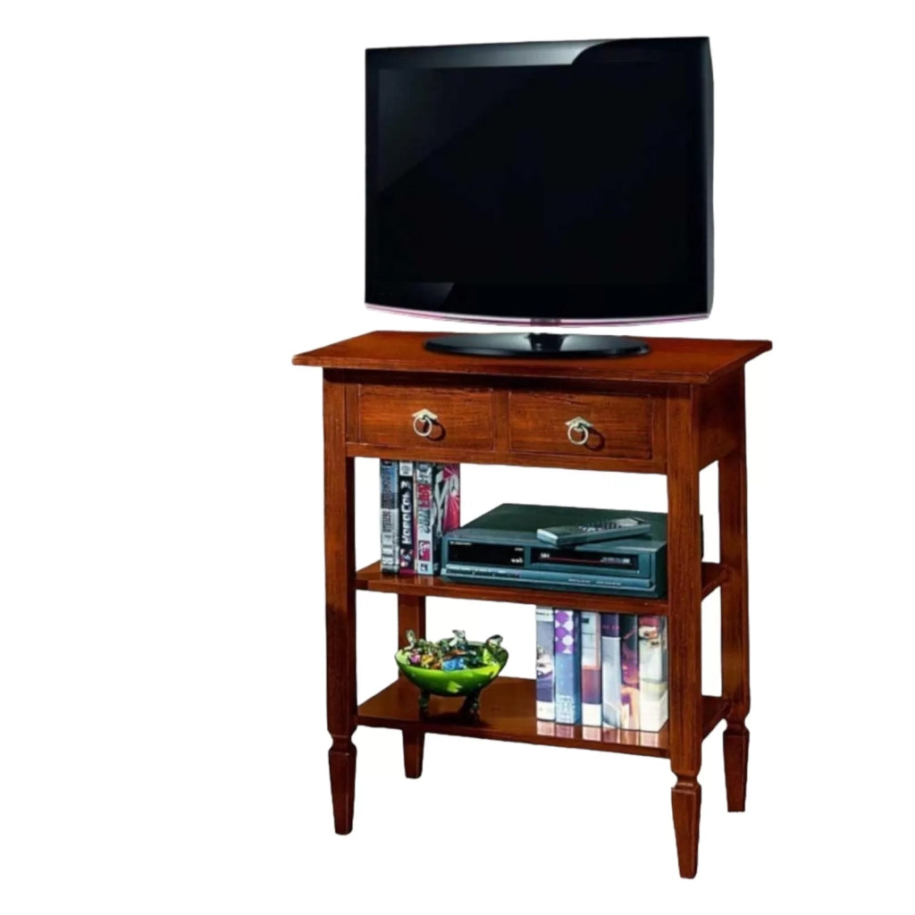 Porta tv 2 arte povera in legno massello tinta noce l.75 p.45 h.85 - Mobili 2G