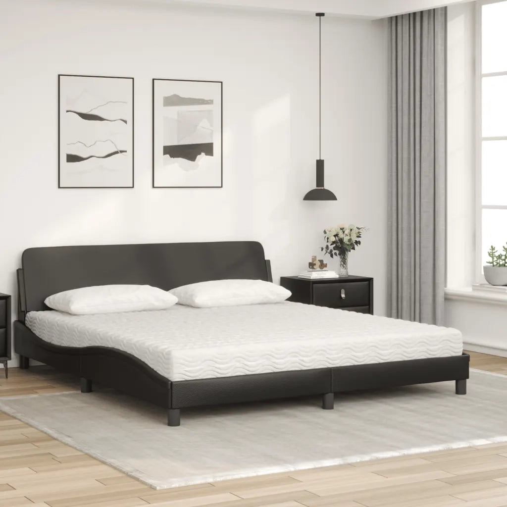 Letto con Materasso Dover Nero 180x200 cm in Similpelle 3208457