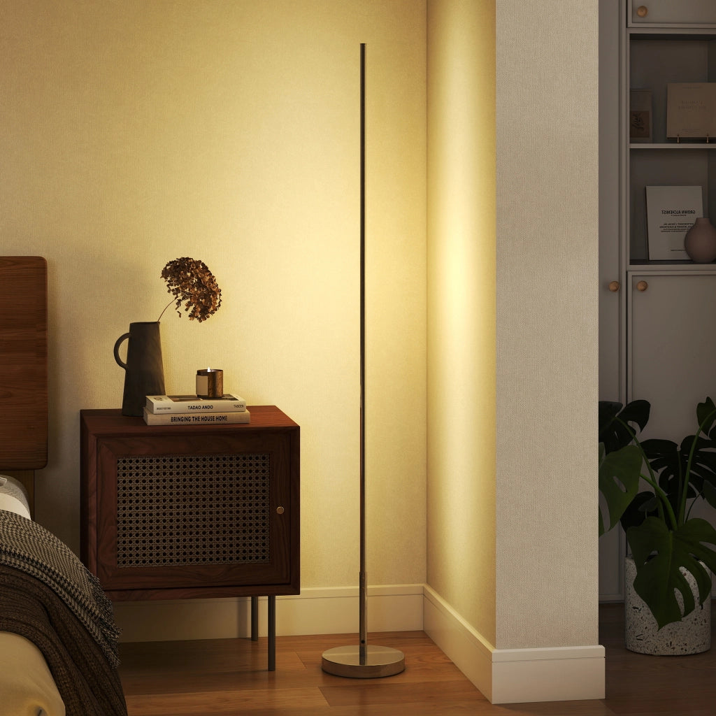 Lampada da Terra LED Alta 150 cm con Temperatura Colore Regolabile e Telecomando Argento