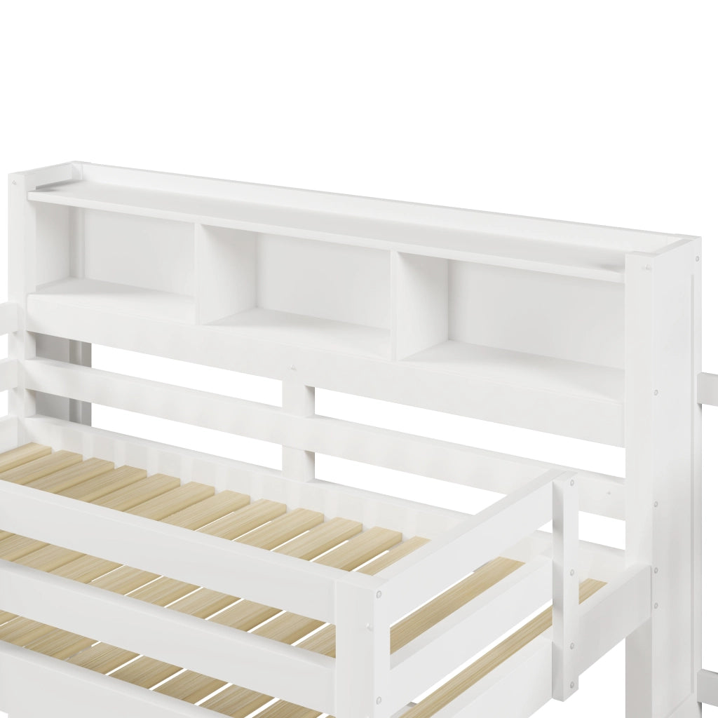 LETTO A CASTELLO ALTO 90x200 cm con LED, pino e MDF bianco