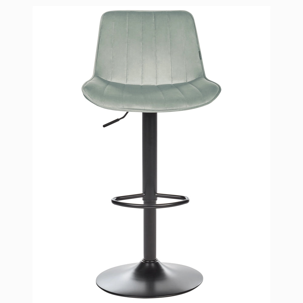 Set di 2 sedie da bar in velluto verde menta gambe in acciaio nero senza braccioli set da pranzo salotto soggiorno moderno
