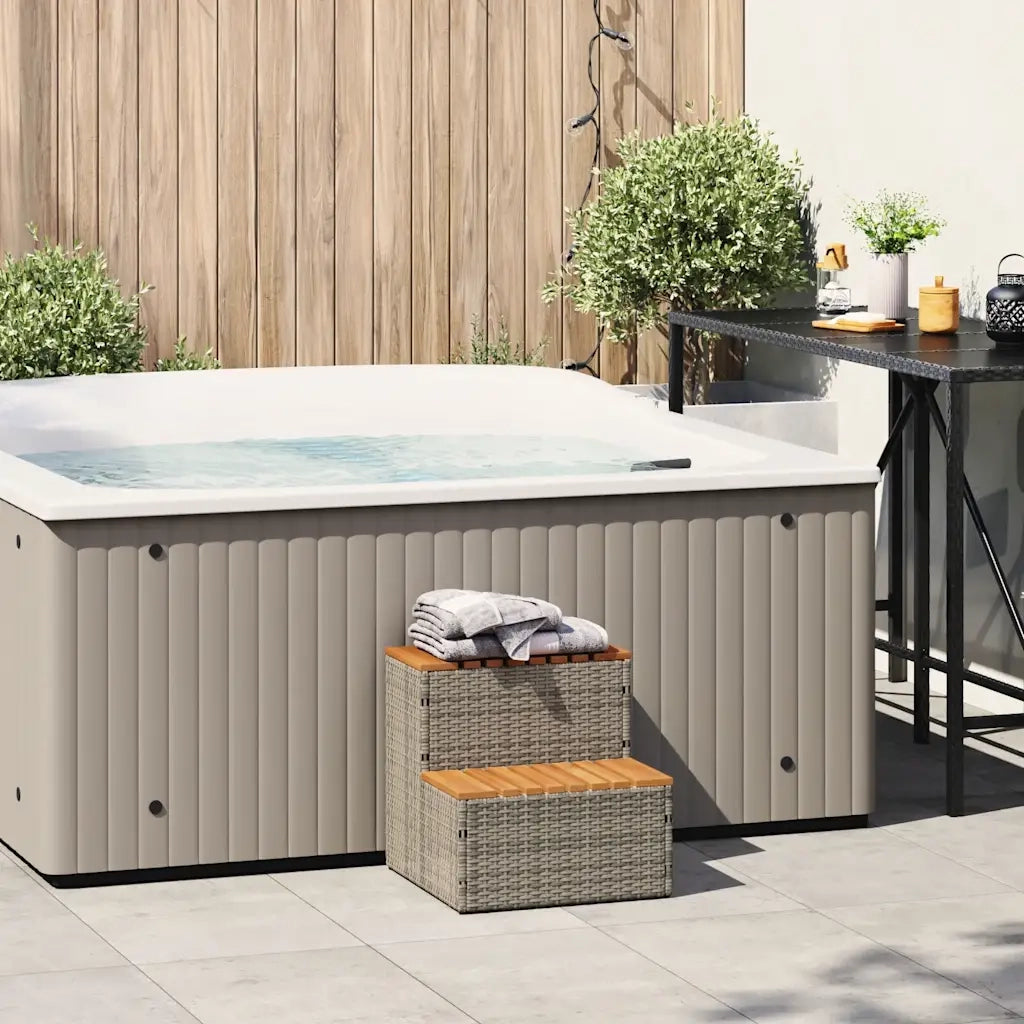 Bordo per Vasca Idromassaggio Grigio Polyrattan&Massello Acacia 4103941