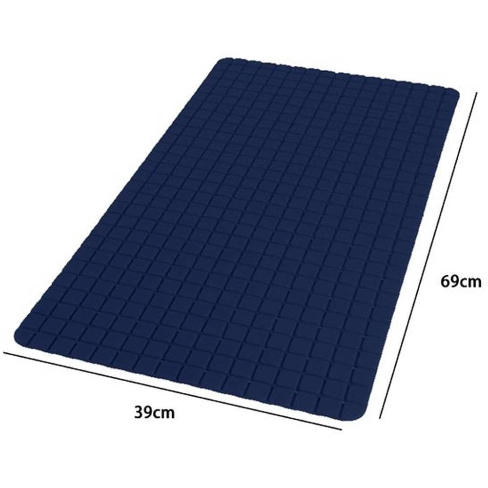 Trade Shop - Tappeto Tappetino Antiscivolo Per Bagno Arredo 69x39cm Blu Con Quadratini 69899 -