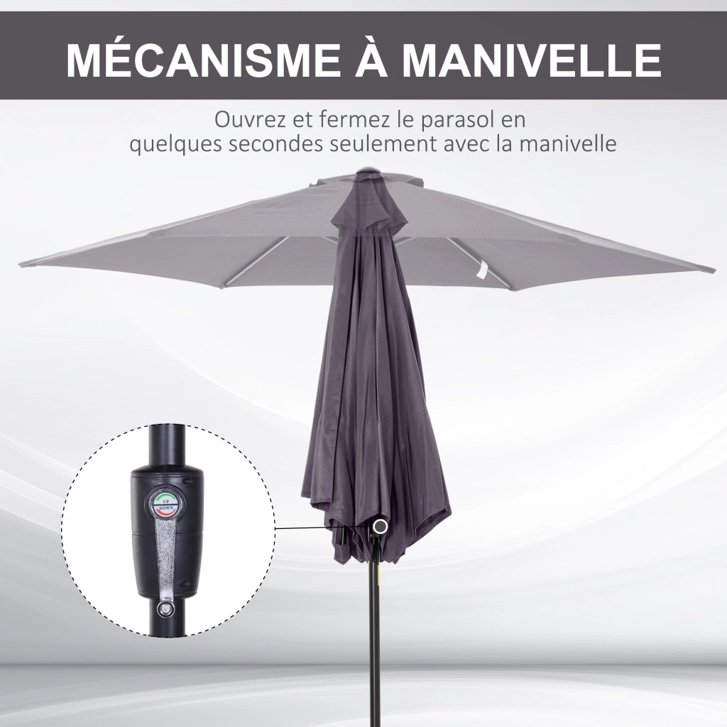 Parasole inclinabile da giardino balcone terrazza ¨C zephmum ¨C grigio alluminio ?2,6x2,35H m