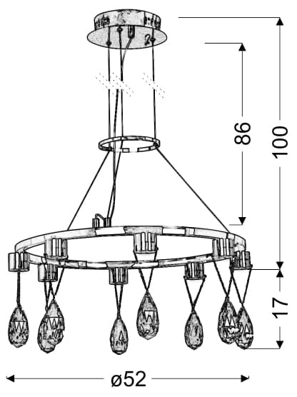 Lampadario LED Candellux Prisma 38-26064 cromo 52cm