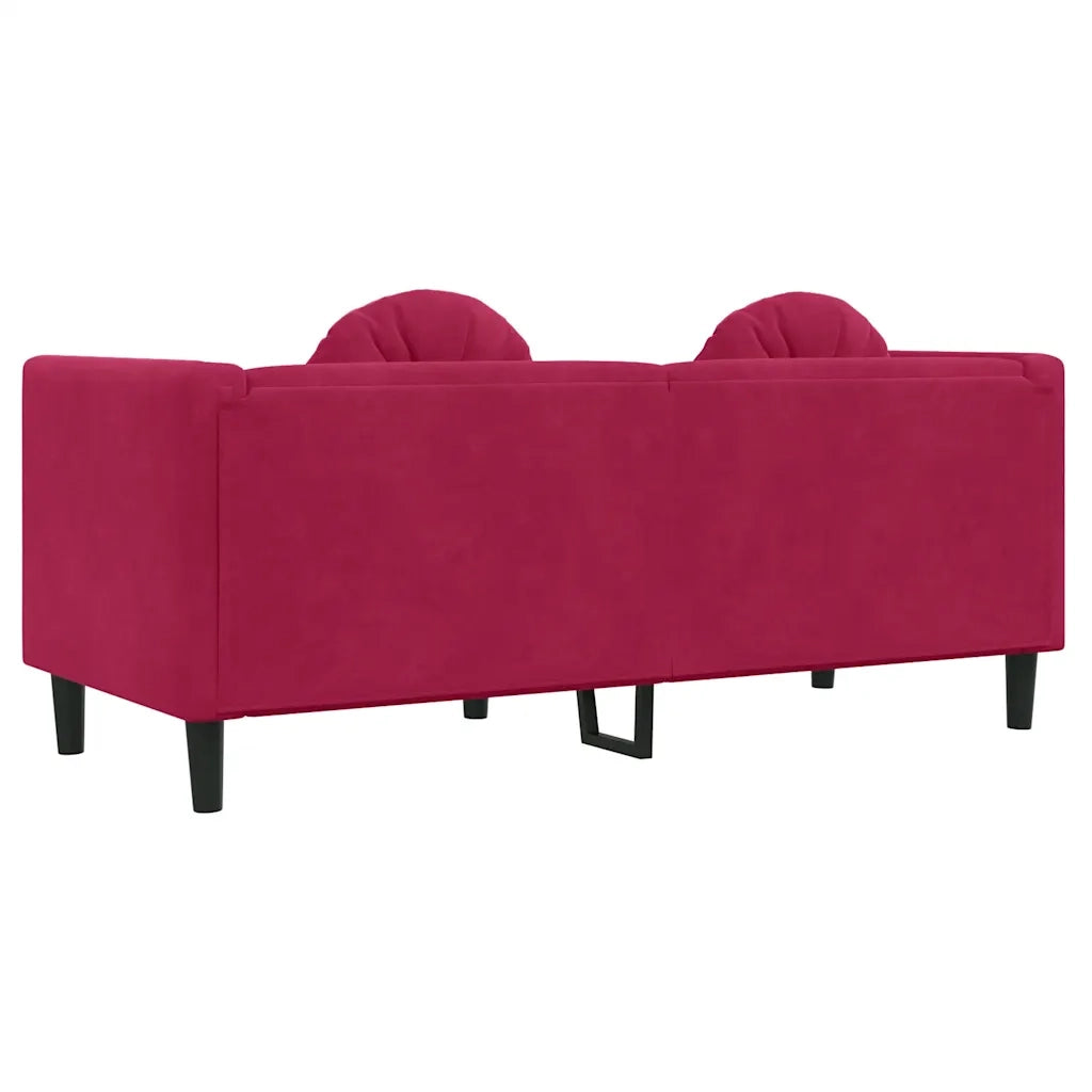 Divano con Cuscini 2 Posti Rosso Vino in Velluto 372636