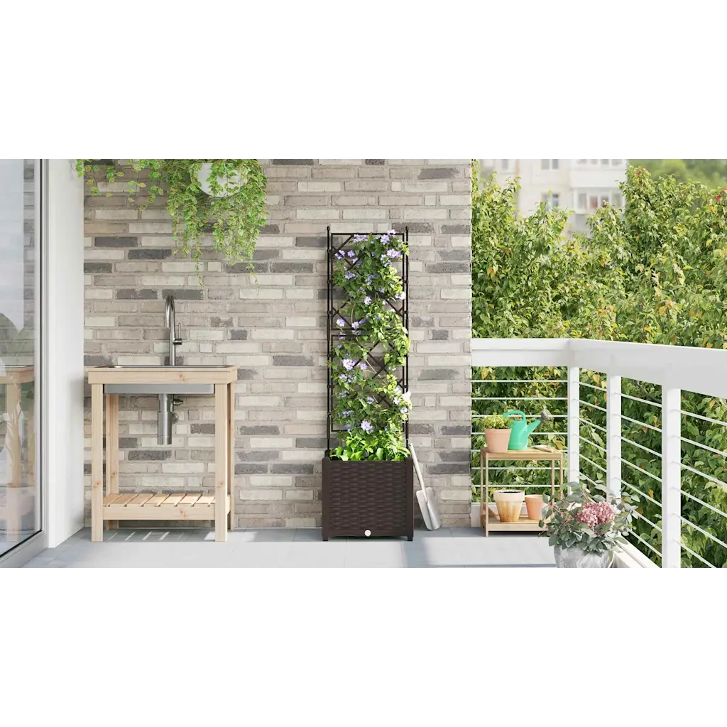 Vaso da giardino Marrone 40 x 40 x 143 cm Plastica 42002813