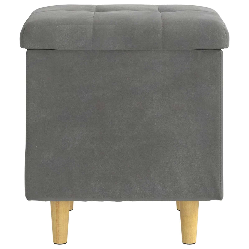 Pouf contenitore Grigio scuro 40 x 40 x 45 cm Velluto 876811