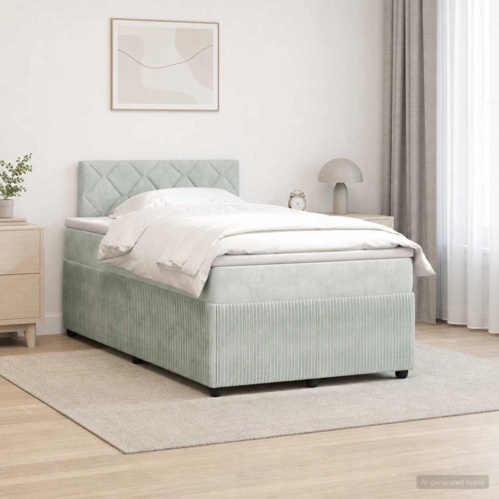 Letto box spring con materasso Grigio Chiaro 120 x 190 cm 3453107